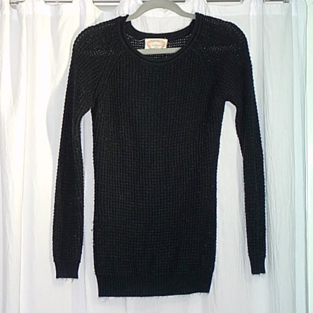 Ambiance Black Ribbed Long Sleeve Sweater Size S